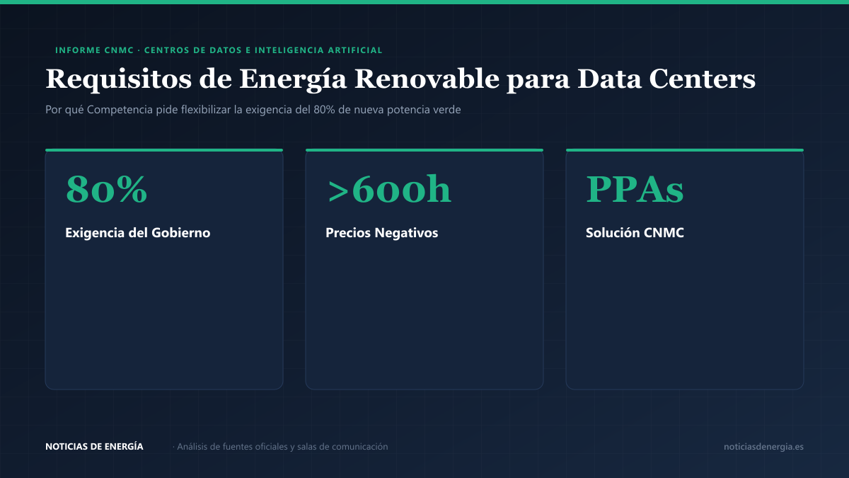 Infografía técnica: Propuesta de la CNMC para flexibilizar la cuota renovable en Centros de Datos en España