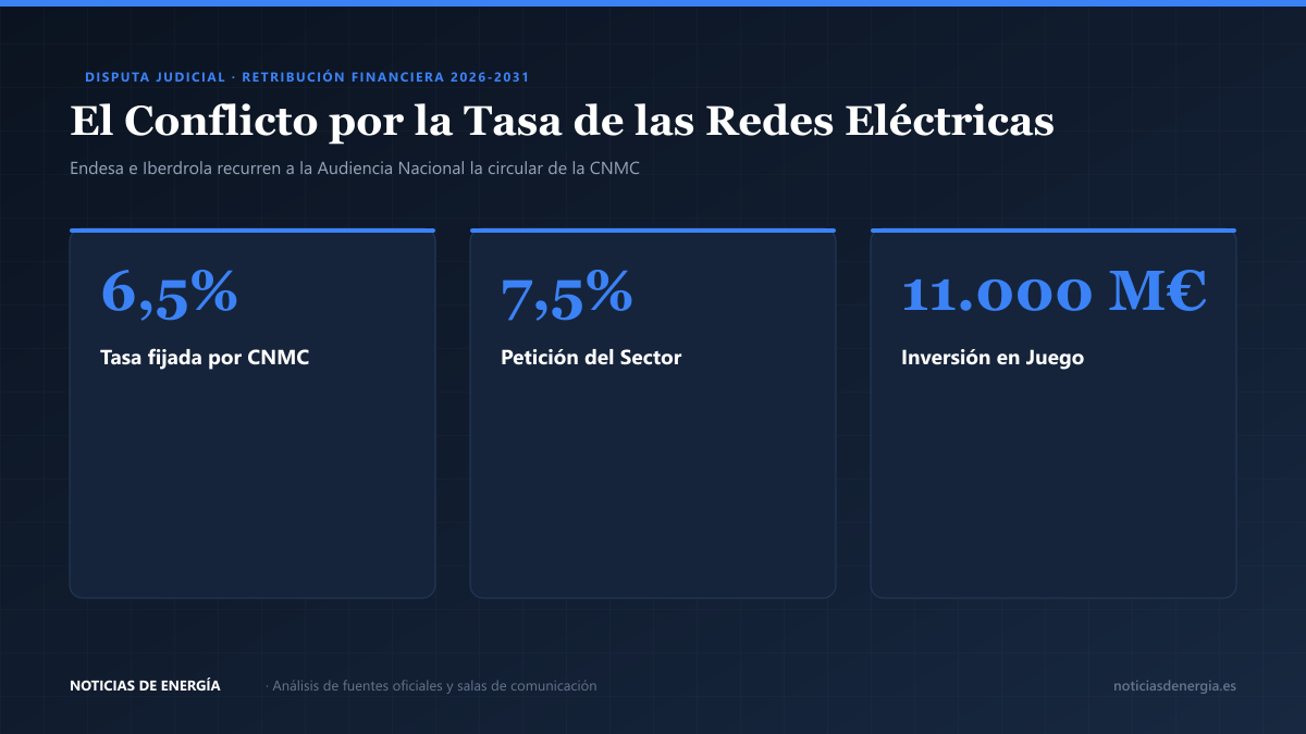 Infografía técnica: Conflicto de la retribución financiera de redes eléctricas entre la CNMC y las eléctricas