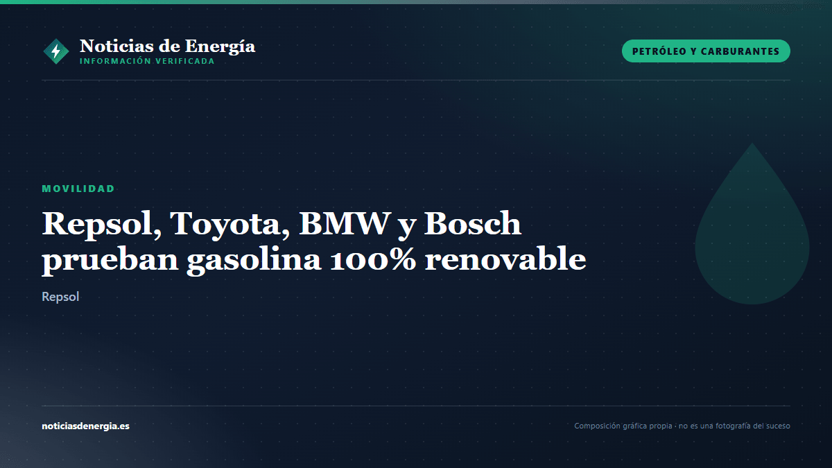 Ilustración editorial: Repsol, Toyota, BMW y Bosch prueban en España una flota de 20 vehículos con gasolina 100% renovable
